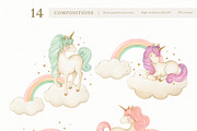 Watercolor Magic Rainbow Unicorn Set, a Decorative Illustration by Carol Lozove (Thumbnail 17 of 74)