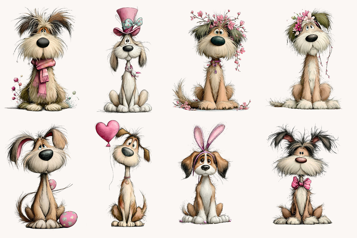 Whimsical Easter Dogs clipart, an Illustration by Designworld (Photo 4 of 10)