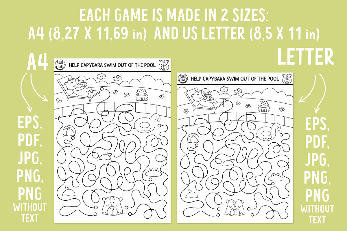 Capybara coloring games for kids, an Education Illustration by Lexi Claus (Photo 13 of 17)