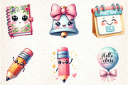Kawaii Hello School Clipart Bundle, an Illustration by Libby Wishes (Thumbnail 4 of 6)
