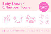 Baby Shower & Newborn Icons, an Outline Icon by Caroline Mackay (Thumbnail 1 of 9)