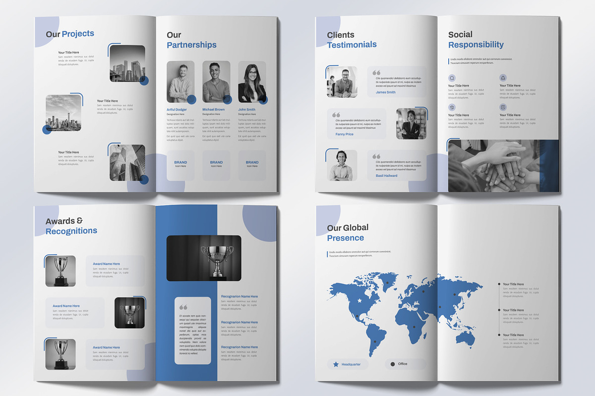 Corporate Brochure Layout with Blue, a Brochure Template by graphypix (Photo 7 of 8)
