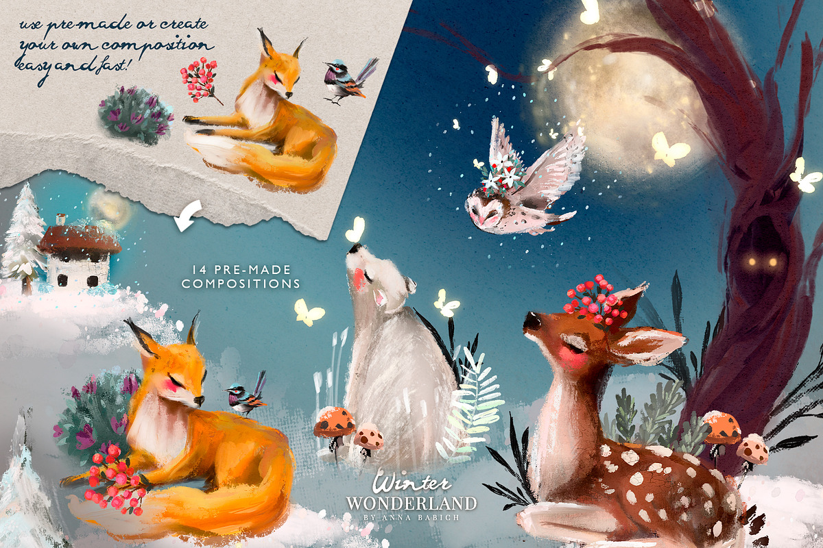 Winter Wonderland Oil Clipart, an Animal Illustration by Anna Babich (Photo 2 of 8)