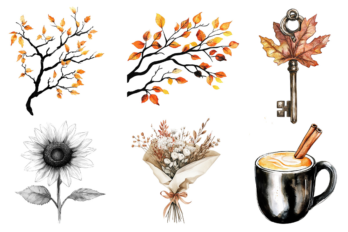 Black & White Autumn Clipart, an Illustration by CreationArt (Photo 5 of 5)
