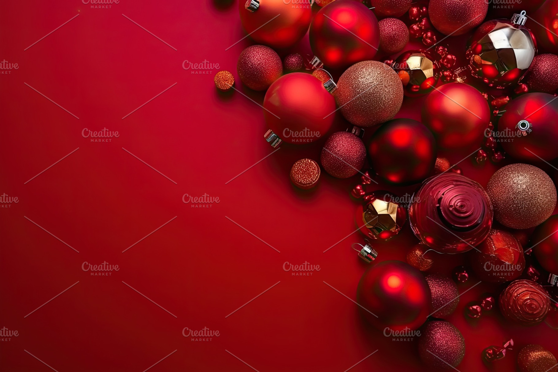 Christmas red background with Christ, a Photo by SaroStock
