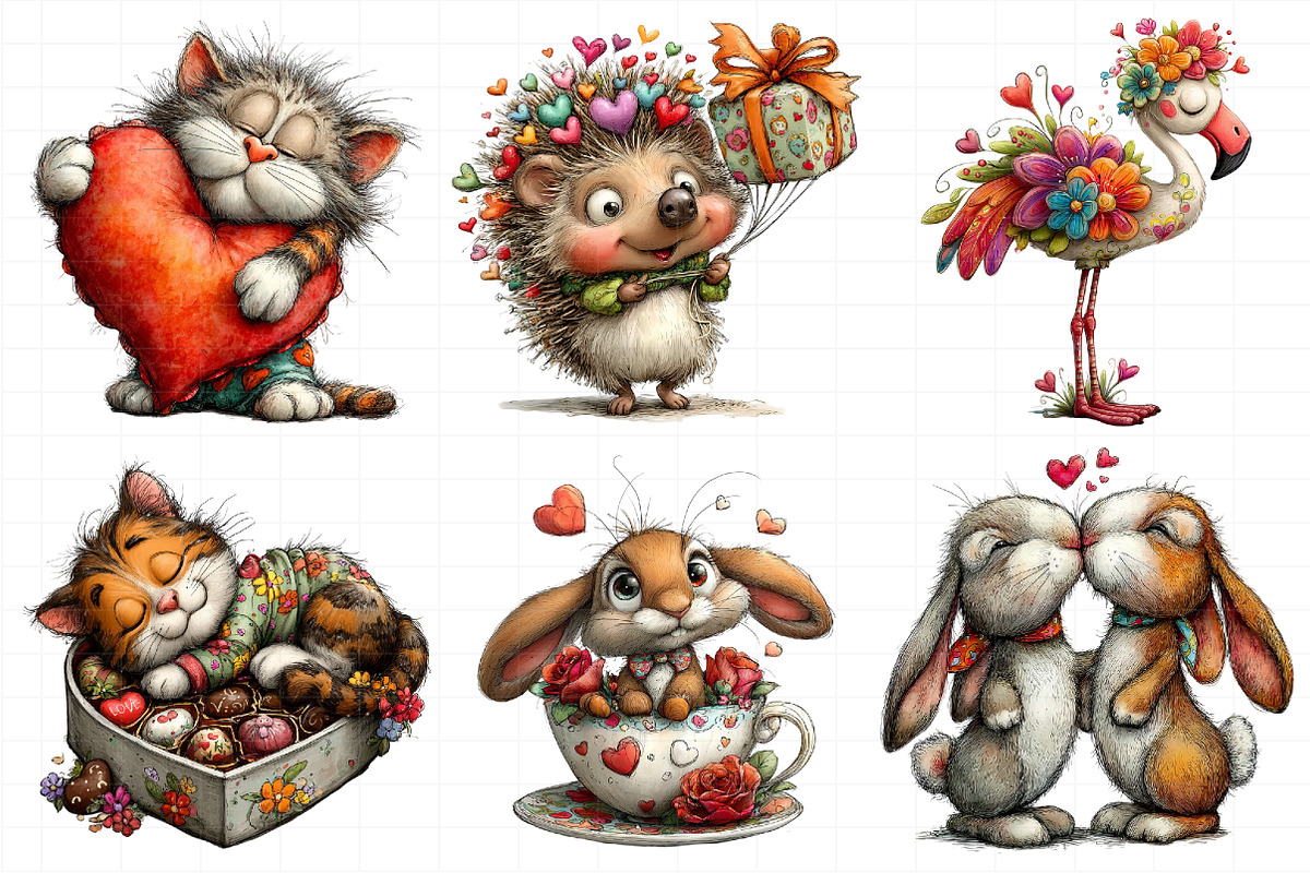 Watercolor Valentine Animals Clipart, an Illustration by Daily.Designs (Photo 4 of 7)