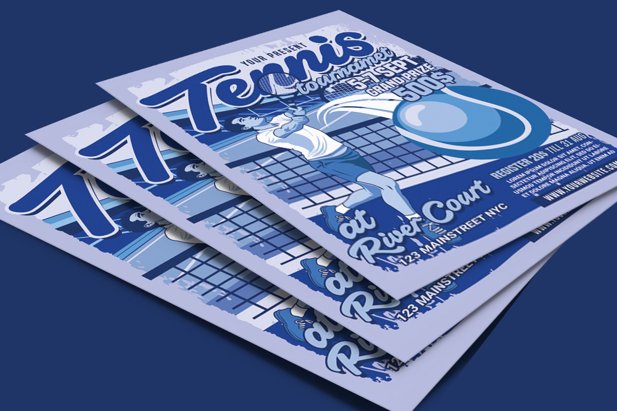 Tennis Tournament Retro Style Flyer, a Flyer Template by Muhamad Iqbal hidayat (Photo 4 of 4)