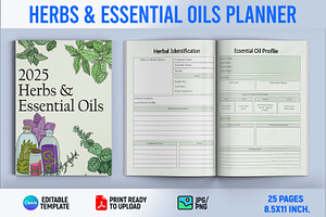 Herbs & Essential Oils Planner, a Print Template by Book2bees