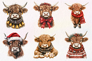 Christmas Highland Cow Clipart, an Illustration by Dream Creation (Thumbnail 3 of 7)