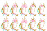 Unicorn Faces Gold Clipart, Pattern, an Illustration by Mia's Graphic Design (Thumbnail 6 of 11)
