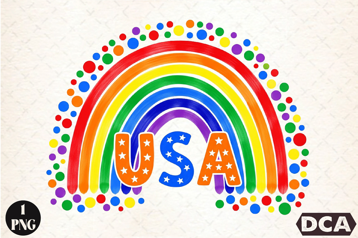 America Rainbow Boho PNG, an Illustration by DreamCafeArt (Photo 1 of 7)
