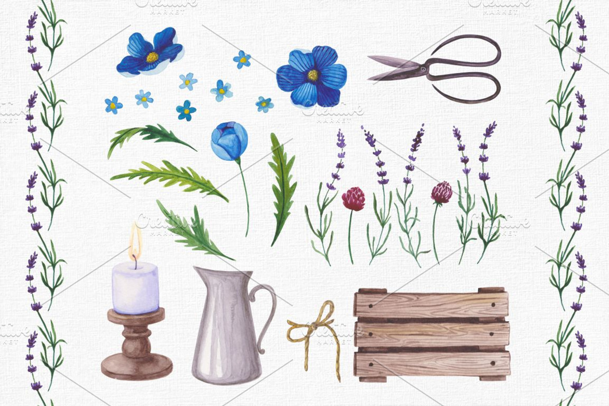 Watercolour Lavender Clip Art, a Decorative Illustration by natadanko (Photo 3 of 4)