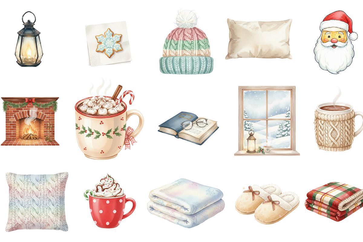 Cozy Winter Watercolor Clipart, an Illustration by Designking (Photo 2 of 5)