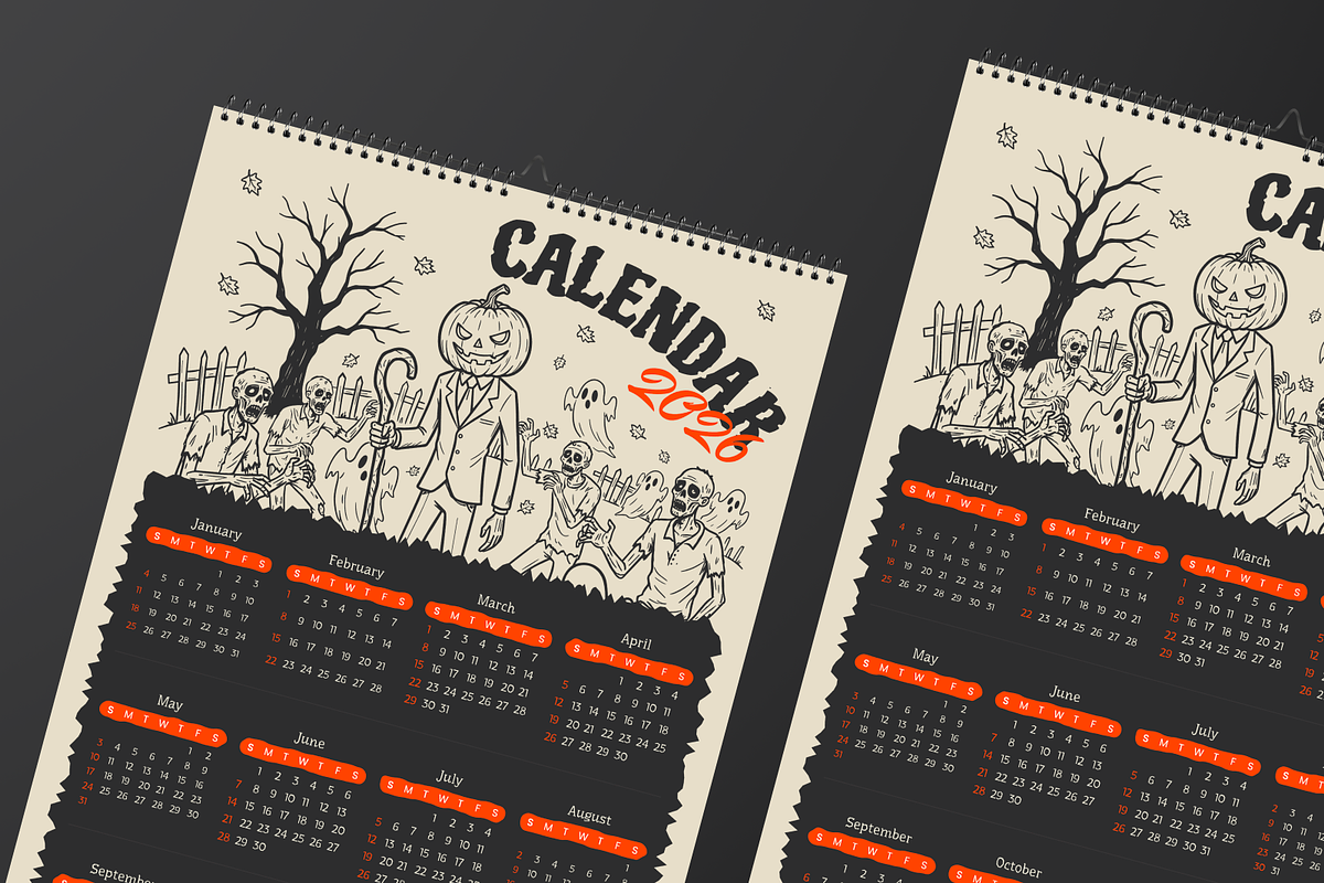 Halloween Horror Wall Calendar 2026, a Print Template by Annora Studio (Photo 3 of 6)