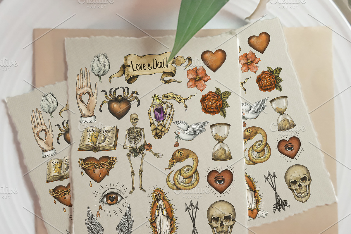 Love and Death Tattoo Symbols, an Illustration by Belusuab (Photo 6 of 10)