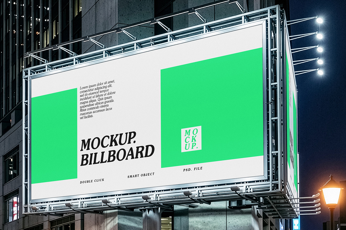 Night Street Billboard Mockup, an Advertising Mockup by smishura (Photo 3 of 4)