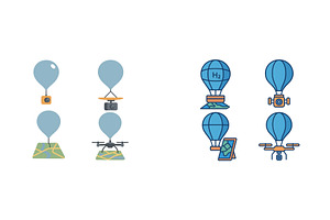 Balloon-inspired designs in blue, a Transportation Illustration by ZinetroN