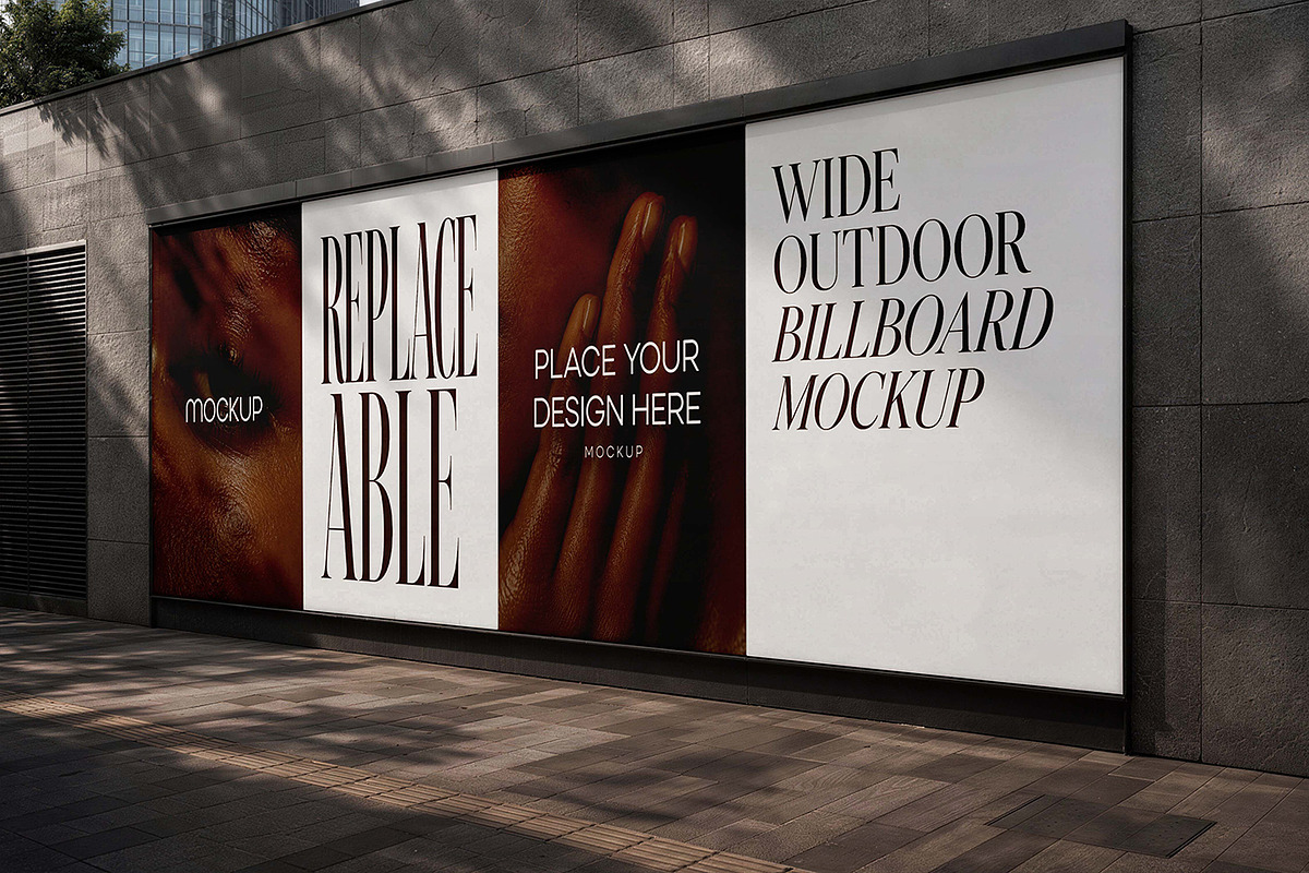 Wide Outdoor Billboard Mockup, an Advertising Mockup by Pitchlook.Studio (Photo 3 of 4)