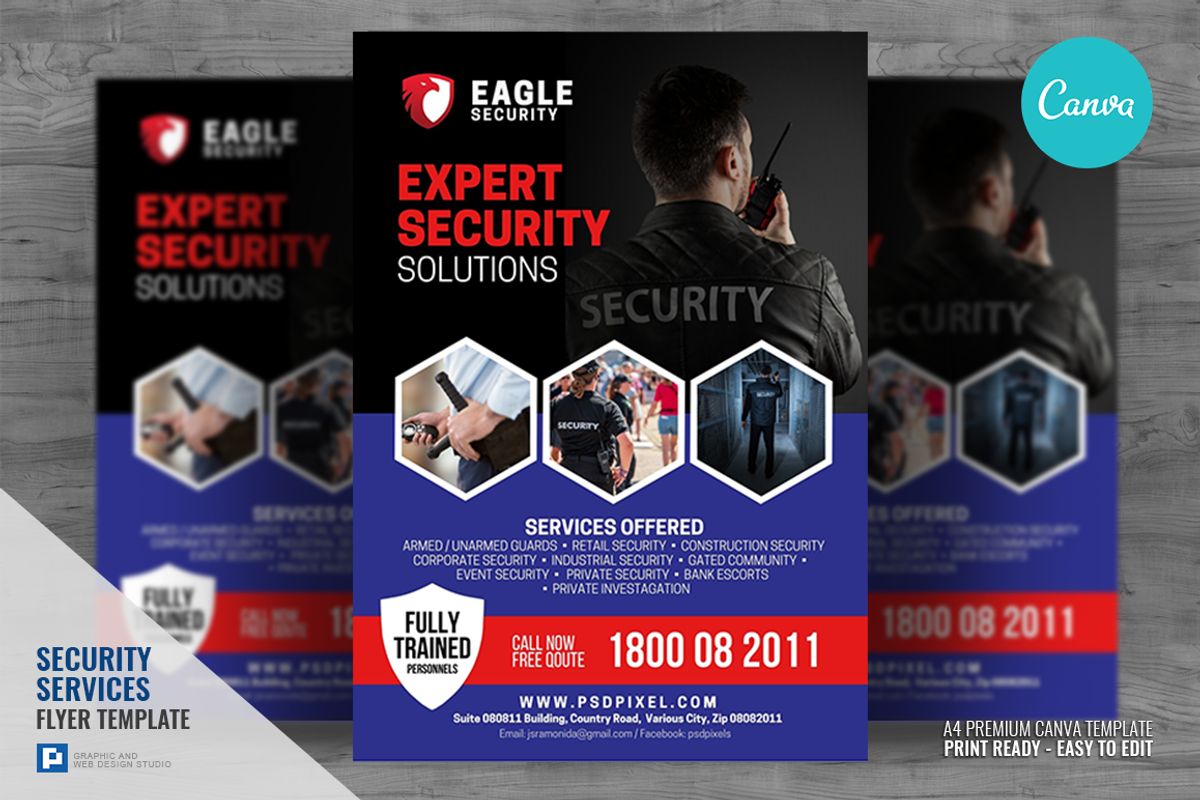 Security Services Ads Canva Flyer, a Flyer Template by PSDPixel (Photo 1 of 4)