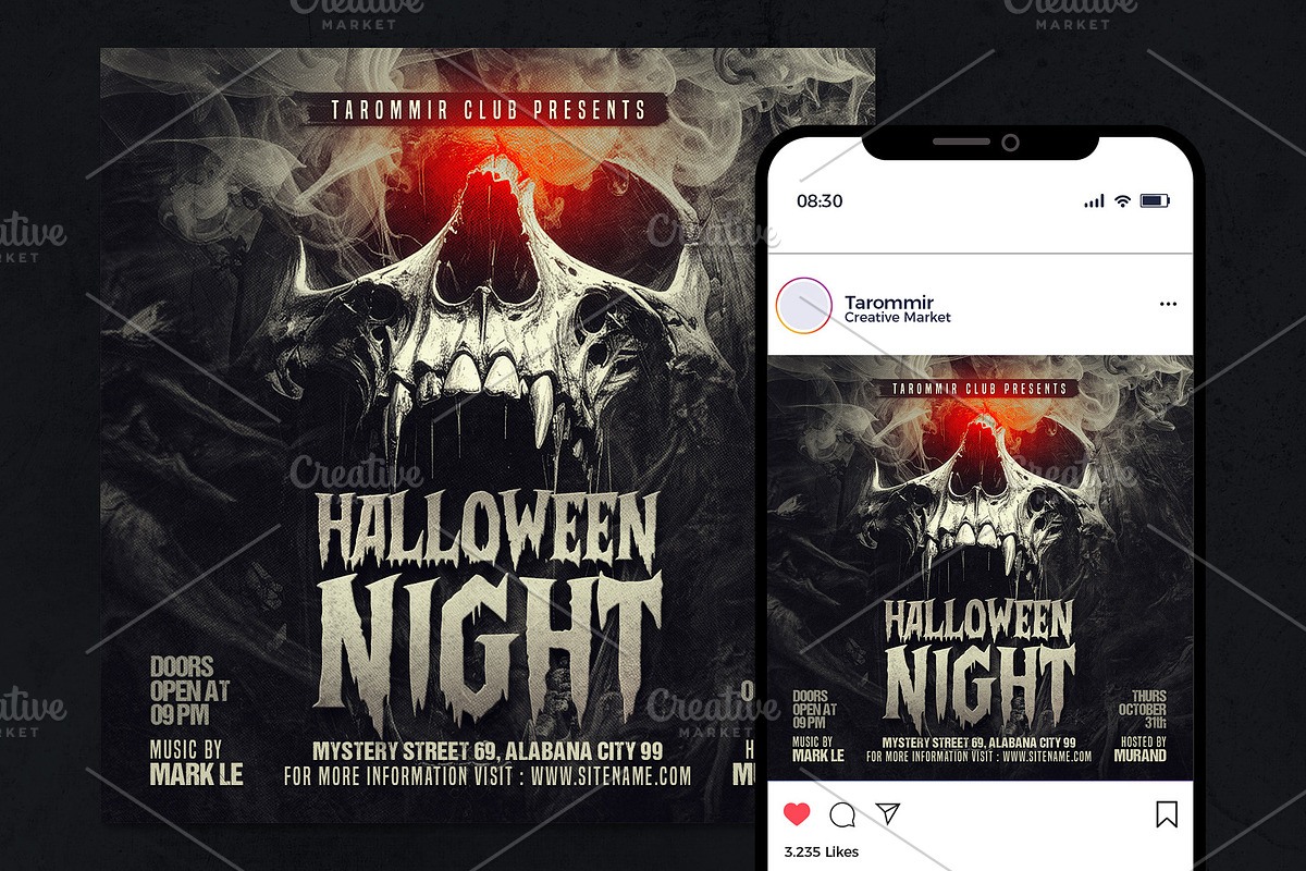 Halloween Night Flyer Template, a Flyer Template by Tarommir (Photo 2 of 3)