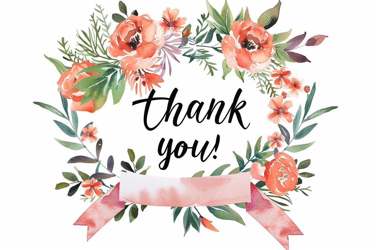 Watercolor Floral Thank You Cards, an Illustration by BIPLOB EXPERT (Photo 5 of 13)