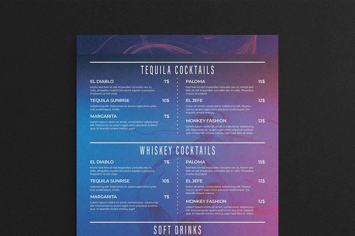 Cocktail / Drinks Menu Template, a Flyer Template by BrandPacks (Photo 4 of 5)