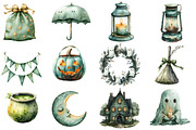 Sage Green Halloween Clipart, an Illustration by Designworld (Thumbnail 2 of 5)
