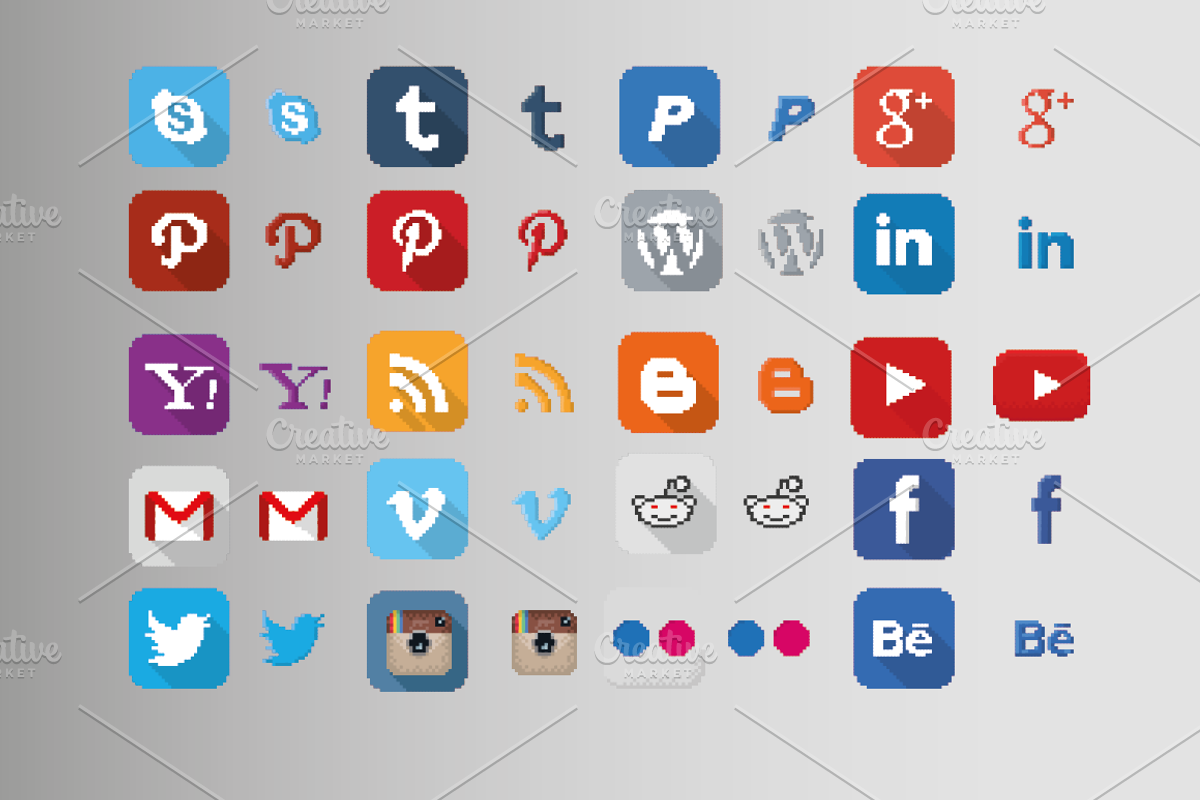 40 pixel art social media button, an Icon by HVF Studio (Photo 3 of 3)