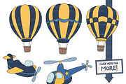 Navy & Yellow Transportation Clipart, a Transportation Illustration by Amanda Ilkov (Thumbnail 2 of 3)