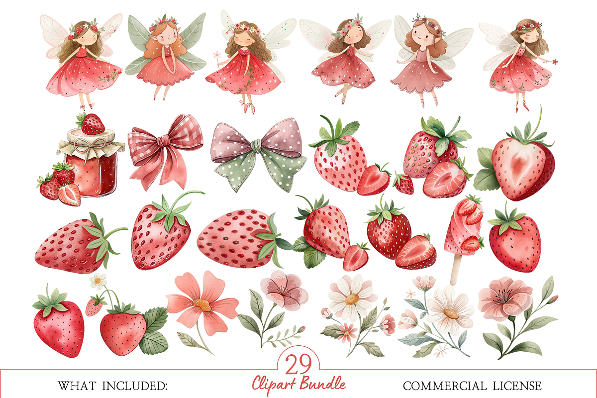 Whimsical Strawberry Girl, an Illustration by MockupWizard (Photo 2 of 4)