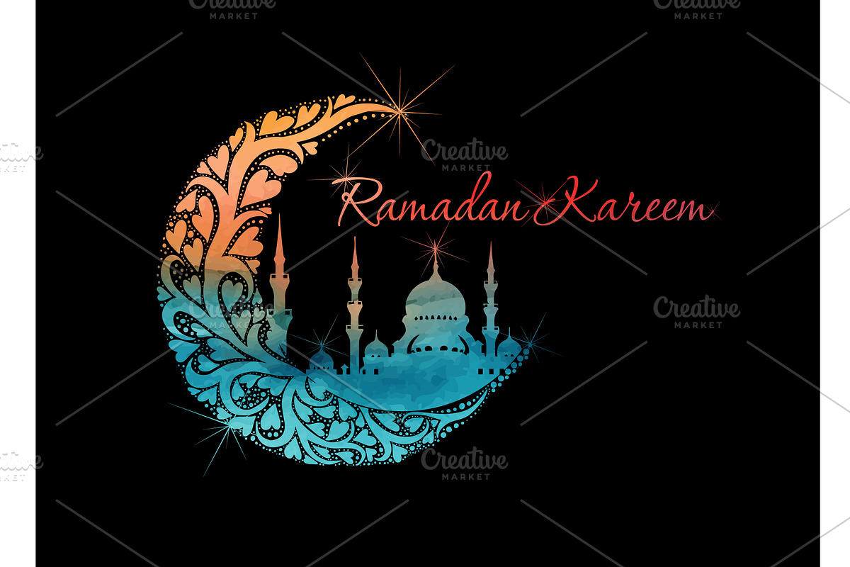 Ramadan colored symbol. moon and, an Illustration by Nenahliadava Design