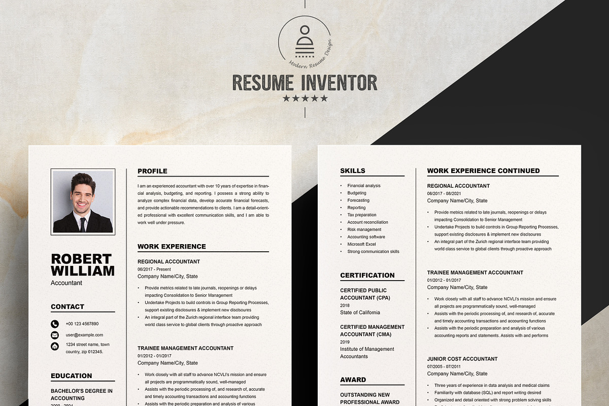 Accountant Resume Template, a Resume Template by ResumeInventor (Photo 2 of 7)