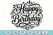 Happy Birthday Typography Vector svg, a Decorative Illustration by Ghagra (Thumbnail 1 of 7)