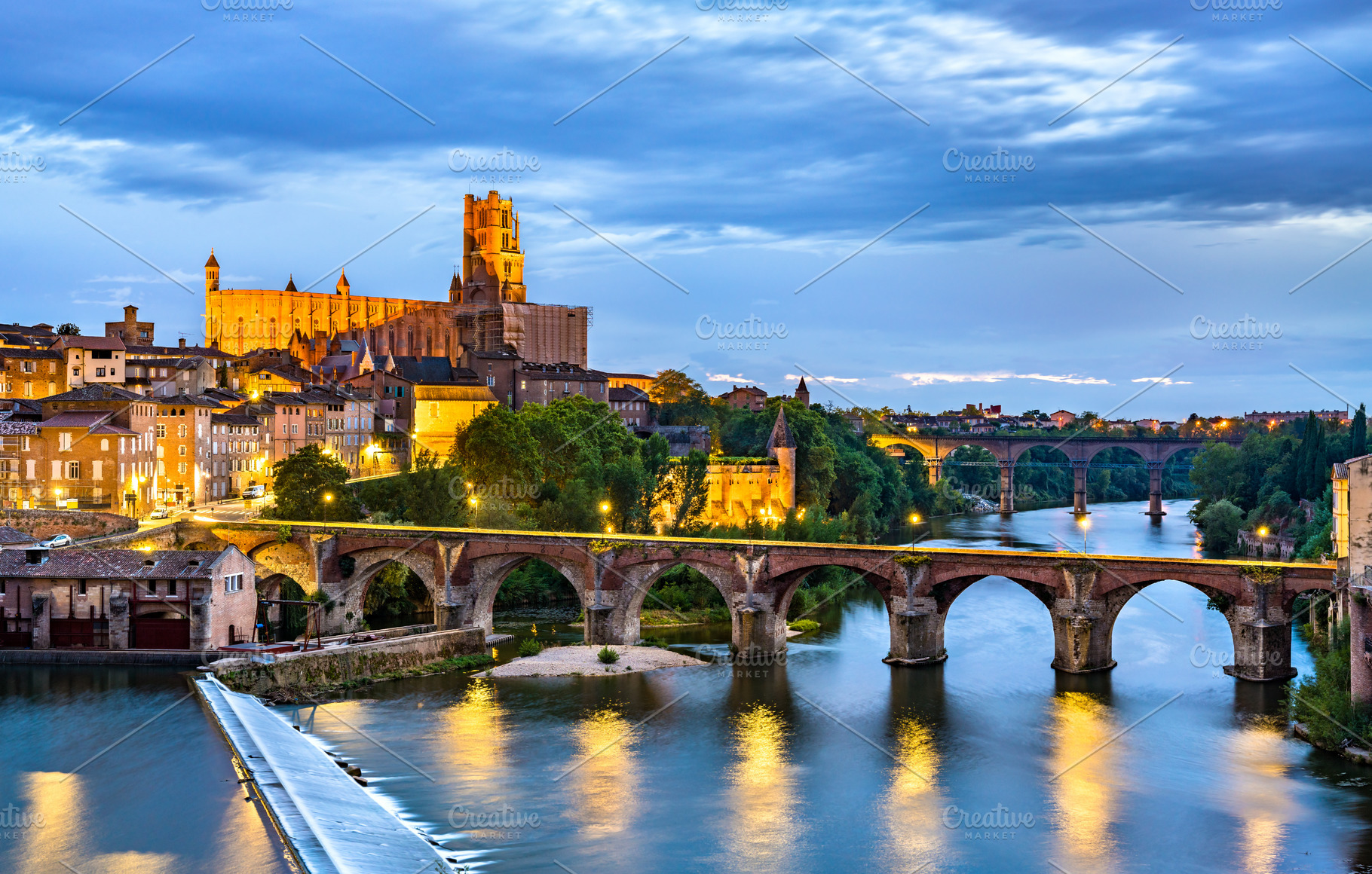 Albi the Cathedral and the Old Bridg, an Architecture Photo by Leonid Andronov