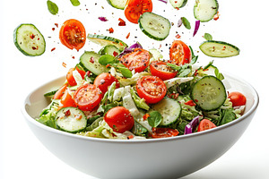 Fresh vegetable salad in a bowl ingr, a Food & Drink Photo by Pixeness Studio