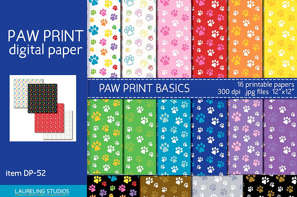 Paw Print patterns/digital paper preview 2