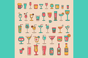 Doodle cocktail icons and patterns, a Pattern Graphic by Art Loft (Thumbnail 2 of 16)