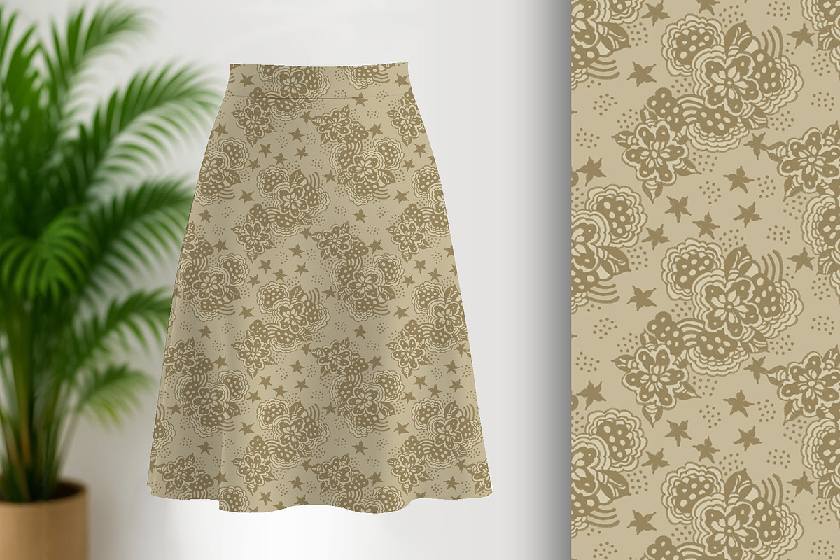 Hand Drawn Floral in Beige, a Pattern Graphic by Sharon Schwalbe (Photo 1 of 5)