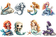 Fantasy Sea Mermaid Clipart Bundle, an Illustration by Pixels.Craft (Thumbnail 4 of 6)