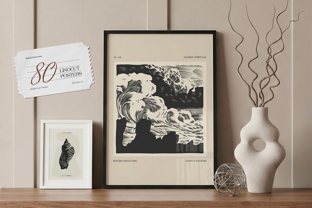 Linocut Gallery | Poster Builder, an Object Graphic by KetteCreate (Photo 2 of 13)