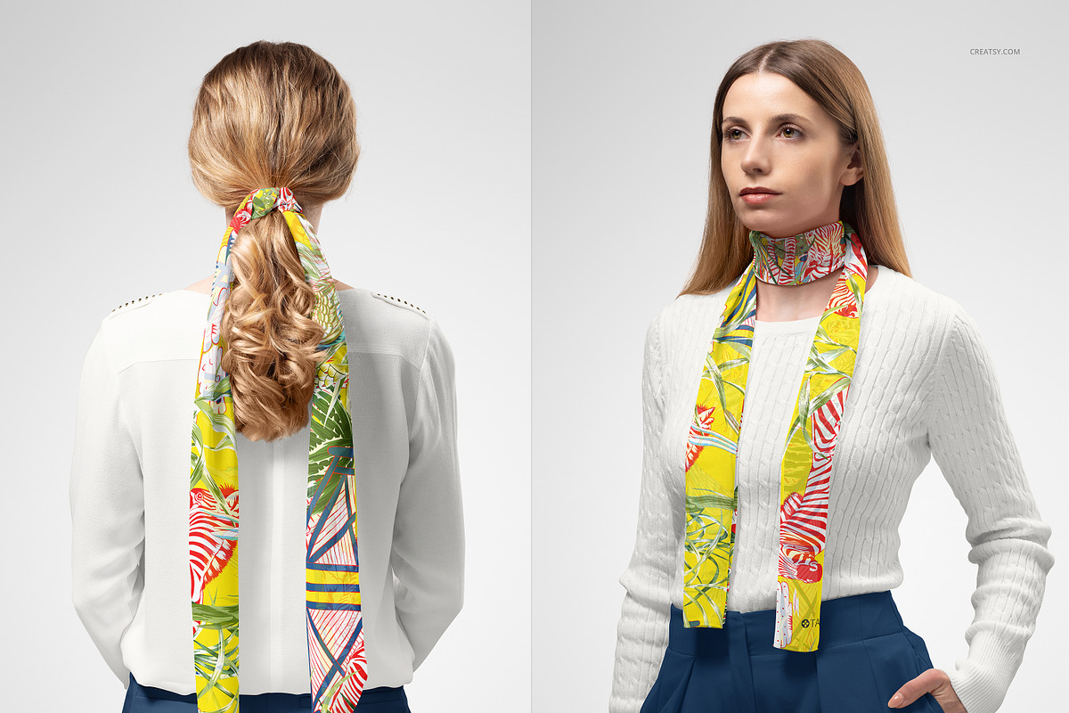 25x140cm Chiffon Silk Scarf Mockup, a Mask Mockup by creatsy5 (Photo 4 of 7)