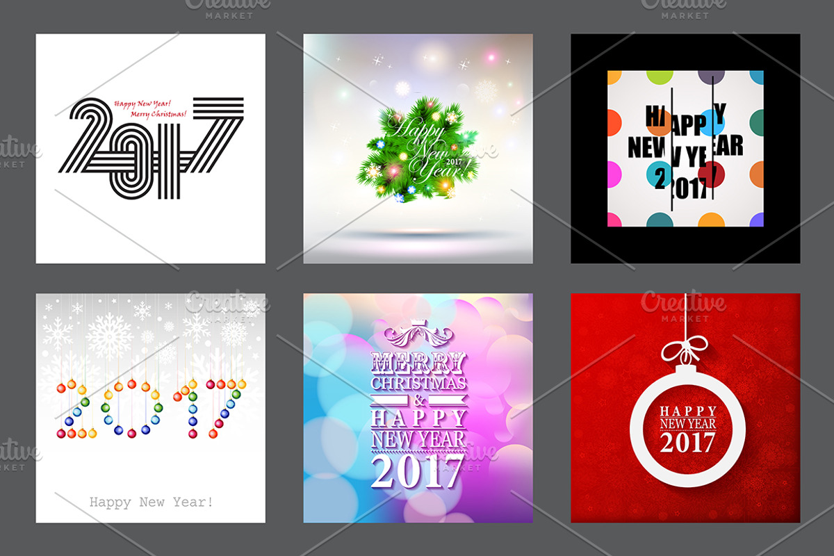 2017 Happy New Year Greeting Cards, a Background Graphic by GalaStudio (Photo 2 of 10)