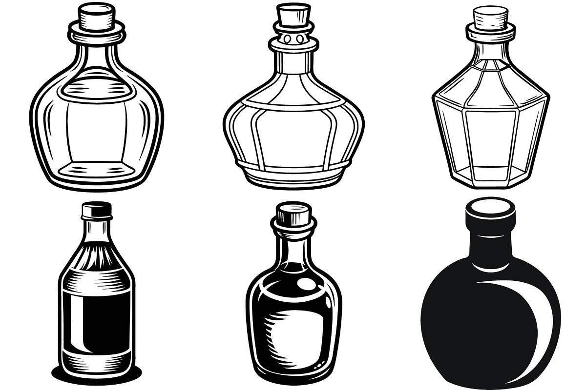 Vintage Glass Bottles and Jars, an Object Graphic by Billah Hub