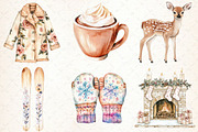 Watercolor Ski Resort Clipart, Cozy, an Illustration by Libby Wishes (Thumbnail 3 of 8)