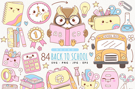 Retro School Clipart, Back to school, an Education Illustration by TitaLivingArt