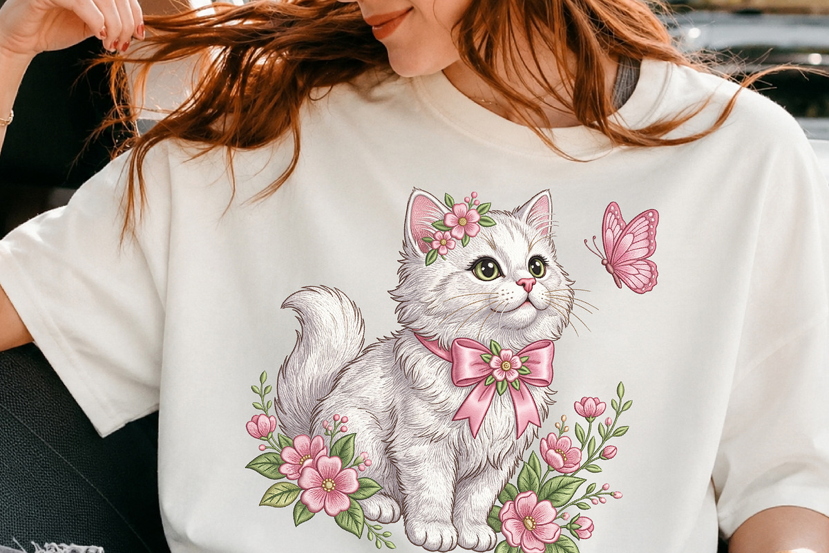 Cute Floral Cat Butterfly PNG, an Object Illustration by DreamCafeArt (Photo 2 of 6)