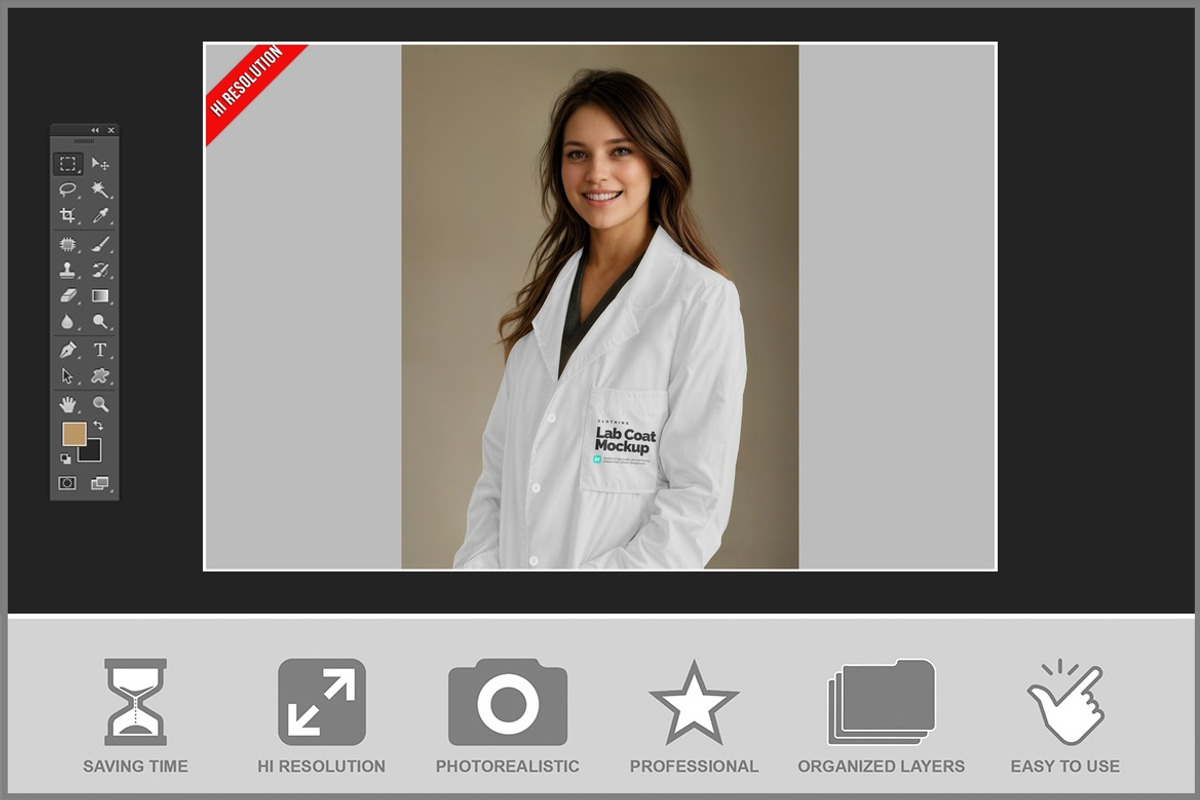 Women Lab Coat Mockup, a Bottom Mockup by Bruno's Shop (Photo 2 of 3)