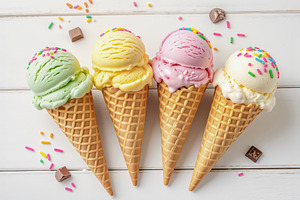 Colorful Ice Cream Cones, a Food & Drink Photo by rarrarorro