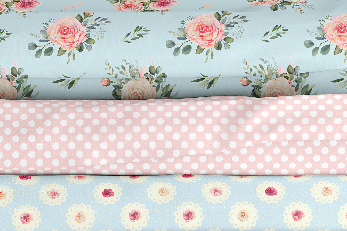 Watercolor patterns with roses, a Pattern Graphic by AnnelyBlooms (Photo 7 of 7)