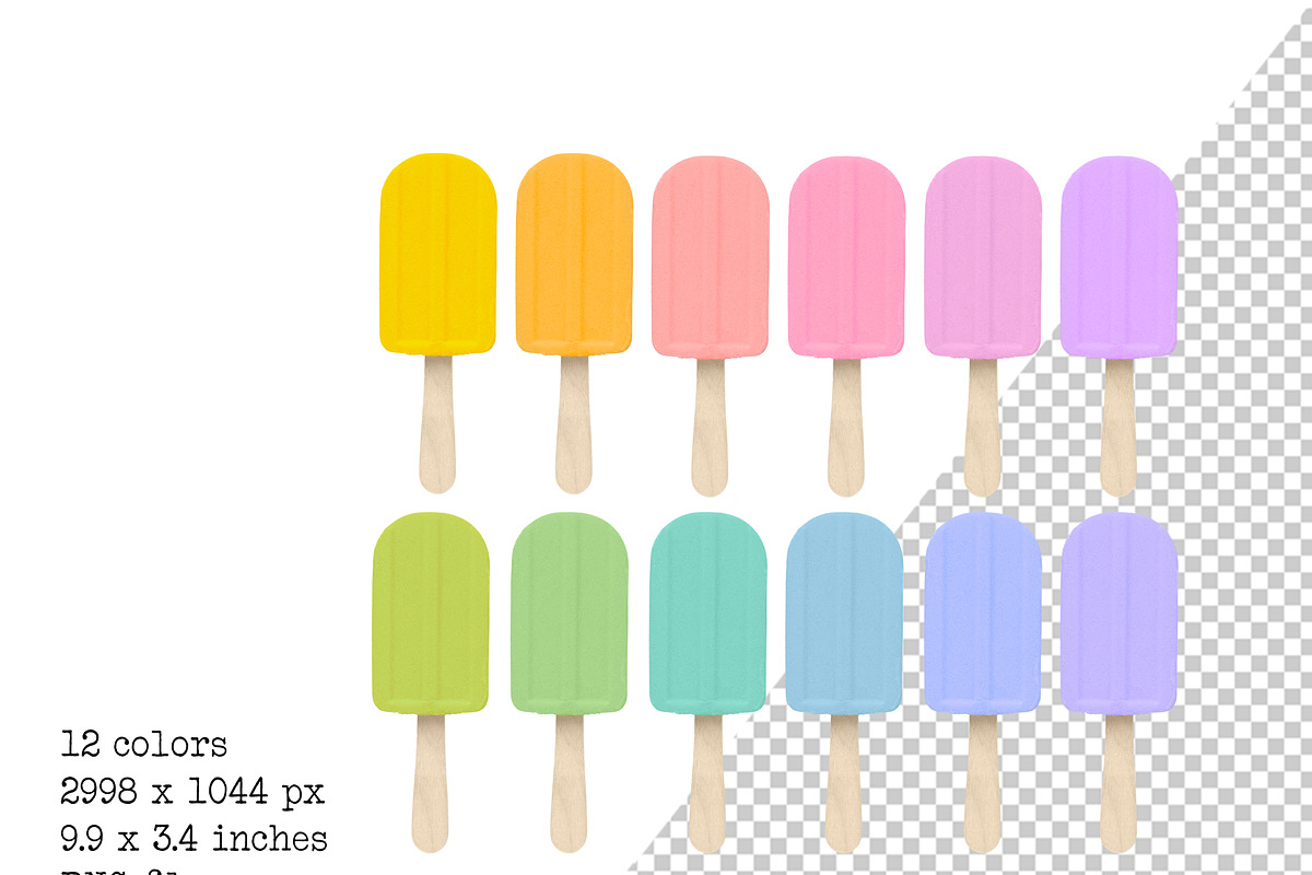 12 Ice popsicles photo clipart, an Object Graphic by The Graphic Parade (Photo 3 of 4)